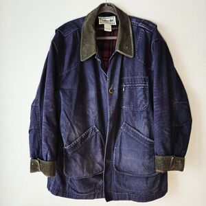 L.L. Bean Original Field Coat Jacket Men's XL PrimaLoft Liner Plaid Canvas Blue